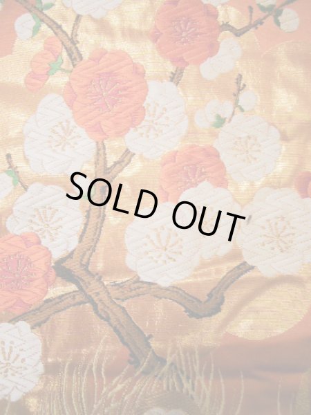 Photo18: I0112I Used Japanese Smoky Light Orange UCHIKAKE Wedding / Silk. Peacock  (Grade B) (18)