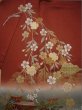 Photo5: Mint I0207A Used Japanese Kimono  Reddish Brown FURISODE long-sleeved / Silk. SAKURA cherry blossom   (Grade A) (5)