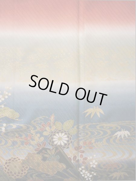 Photo10: Mint I0207A Used Japanese Kimono  Reddish Brown FURISODE long-sleeved / Silk. SAKURA cherry blossom   (Grade A) (10)