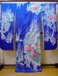 Photo3: I0207I Used Japanese Kimono Shiny Bright Blue FURISODE long-sleeved / Silk. Lily  (Grade A) (3)
