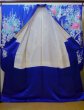 Photo4: I0207I Used Japanese Kimono Shiny Bright Blue FURISODE long-sleeved / Silk. Lily  (Grade A) (4)