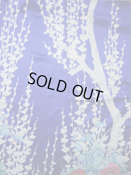 Photo8: I0207I Used Japanese Kimono Shiny Bright Blue FURISODE long-sleeved / Silk. Lily  (Grade A) (8)