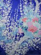 Photo9: I0207I Used Japanese Kimono Shiny Bright Blue FURISODE long-sleeved / Silk. Lily  (Grade A) (9)
