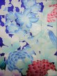Photo14: I0207I Used Japanese Kimono Shiny Bright Blue FURISODE long-sleeved / Silk. Lily  (Grade A) (14)