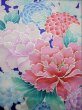 Photo16: I0207I Used Japanese Kimono Shiny Bright Blue FURISODE long-sleeved / Silk. Lily  (Grade A) (16)