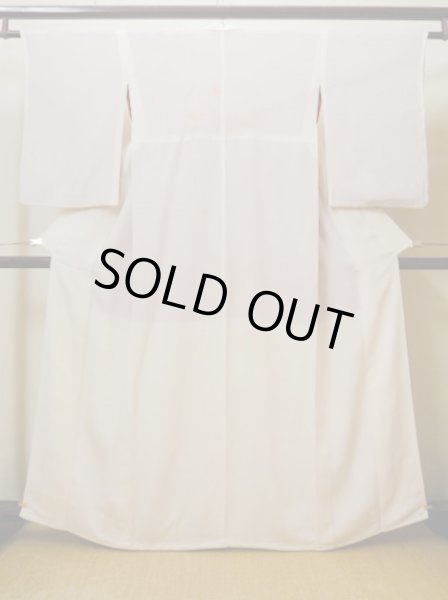 Photo1: I0207L Used Japanese Kimono  Smoky Off White JUBAN undergarment / Silk.   (Grade C) (1)