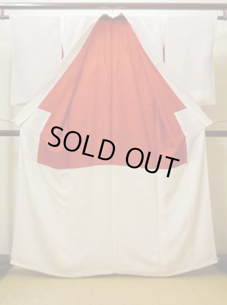 Photo2: I0207L Used Japanese Kimono  Smoky Off White JUBAN undergarment / Silk.   (Grade C) (2)