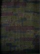 Photo4: Mint I0302H Used Japanese Kimono Smoky Dark Blue TSUMUGI pongee / Silk. Geometrical pattern  (Grade A) (4)