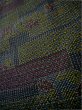Photo10: Mint I0302H Used Japanese Kimono Smoky Dark Blue TSUMUGI pongee / Silk. Geometrical pattern  (Grade A) (10)