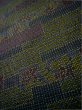 Photo11: Mint I0302H Used Japanese Kimono Smoky Dark Blue TSUMUGI pongee / Silk. Geometrical pattern  (Grade A) (11)