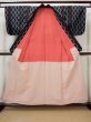 Photo2: I0302J Used Japanese Kimono   Black TSUMUGI pongee / Cotton. Curved lines  (Grade B) (2)
