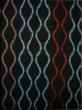 Photo4: I0302J Used Japanese Kimono   Black TSUMUGI pongee / Cotton. Curved lines  (Grade B) (4)