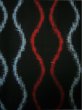 Photo6: I0302J Used Japanese Kimono   Black TSUMUGI pongee / Cotton. Curved lines  (Grade B) (6)