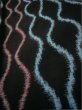 Photo8: I0302J Used Japanese Kimono   Black TSUMUGI pongee / Cotton. Curved lines  (Grade B) (8)