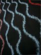 Photo10: I0302J Used Japanese Kimono   Black TSUMUGI pongee / Cotton. Curved lines  (Grade B) (10)