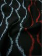 Photo11: I0302J Used Japanese Kimono   Black TSUMUGI pongee / Cotton. Curved lines  (Grade B) (11)