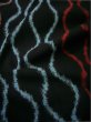 Photo12: I0302J Used Japanese Kimono   Black TSUMUGI pongee / Cotton. Curved lines  (Grade B) (12)