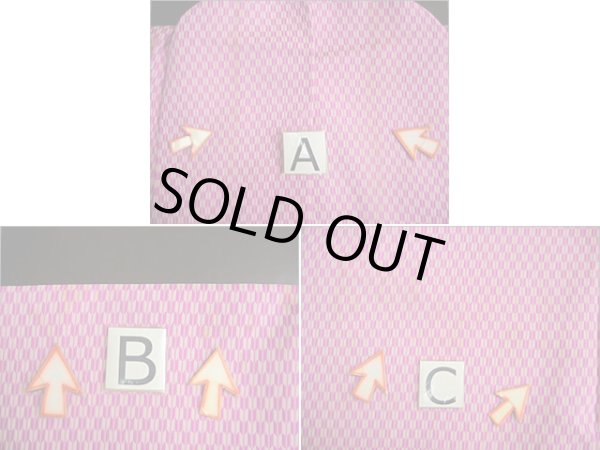 Photo11: I0302R Used Japanese Kimono  Bright Pink ORI woven / Silk. Arrow Feather  (Grade C) (11)