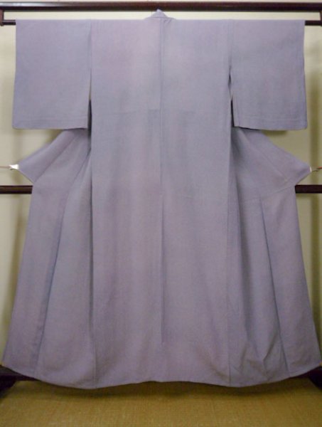 Photo1: I0427P Used Japanese Kimono   Wisteria HITOE unlined / Silk. Lozenges  (Grade C) (1)