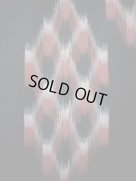 Photo4: I0511J Used Japanese Kimono   Black ORI woven / Silk. Lozenges  (Grade C) (4)