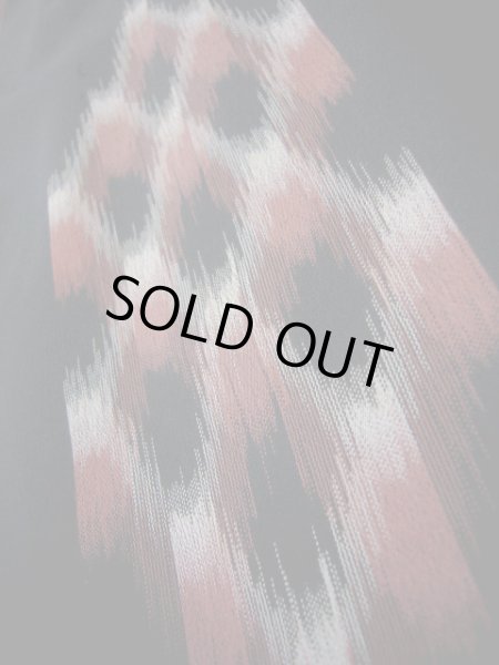 Photo5: I0511J Used Japanese Kimono   Black ORI woven / Silk. Lozenges  (Grade C) (5)