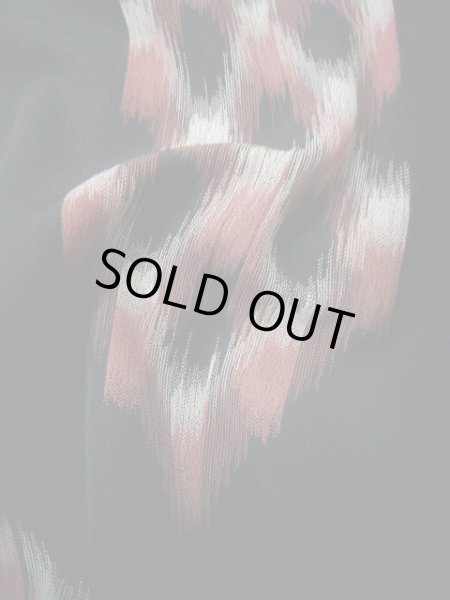 Photo6: I0511J Used Japanese Kimono   Black ORI woven / Silk. Lozenges  (Grade C) (6)