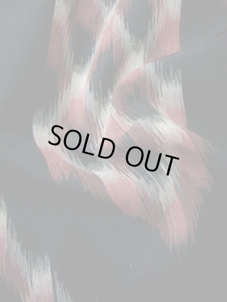 Photo7: I0511J Used Japanese Kimono   Black ORI woven / Silk. Lozenges  (Grade C) (7)