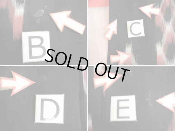 Photo10: I0511J Used Japanese Kimono   Black ORI woven / Silk. Lozenges  (Grade C) (10)