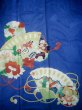 Photo5: I0627A Used Japanese Kimono  Smoky Blue HOUMONGI formal / Silk. Folding fan   (Grade C) (5)