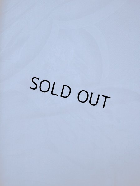 Photo7: I0627A Used Japanese Kimono  Smoky Blue HOUMONGI formal / Silk. Folding fan   (Grade C) (7)