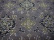 Photo6: I0706C Used Japanese Kimono Light Purplish Gray TSUMUGI pongee / Silk. Geometrical pattern  (Grade B) (6)