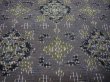 Photo6: I0706C Used Japanese Kimono Light Purplish Gray TSUMUGI pongee / Silk. Geometrical pattern  (Grade B) (6)