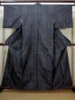 Photo1: I0713V Used Japanese Kimono  Smoky Black OSHIMA TSUMUGI pongee / Silk. Flower, YOKOSO (Grade A) (1)