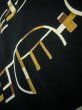 Photo9: I1109J Used Japanese   Black KOMON dyed / Silk. Abstract pattern  (Grade B) (9)