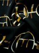 Photo10: I1109J Used Japanese   Black KOMON dyed / Silk. Abstract pattern  (Grade B) (10)