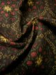 Photo9: I1130P Used Japanese  Dark Brown TSUMUGI pongee / Silk. Flower  (Grade B) (9)