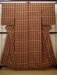 Photo1: I1130Q Used Japanese  Creamy Brown ORI woven / Silk. Plaid Checks  (Grade B) (1)