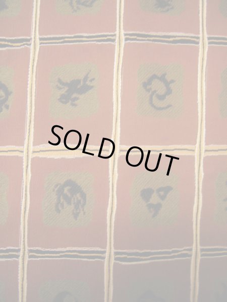 Photo7: I1130Q Used Japanese  Creamy Brown ORI woven / Silk. Plaid Checks  (Grade B) (7)