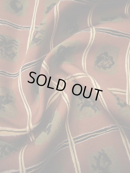 Photo10: I1130Q Used Japanese  Creamy Brown ORI woven / Silk. Plaid Checks  (Grade B) (10)