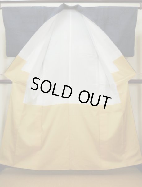 Photo2: Mint I1130X Used Japanese  Smoky Blue TSUMUGI pongee / Silk. Geometrical pattern  (Grade A) (2)