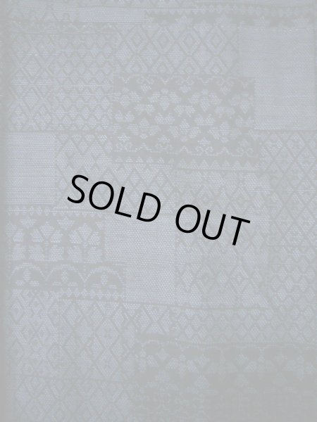 Photo6: Mint I1130X Used Japanese  Smoky Blue TSUMUGI pongee / Silk. Geometrical pattern  (Grade A) (6)