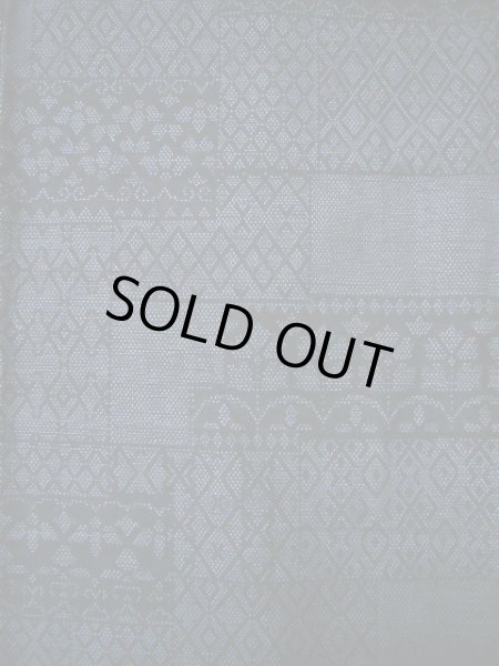 Photo7: Mint I1130X Used Japanese  Smoky Blue TSUMUGI pongee / Silk. Geometrical pattern  (Grade A) (7)