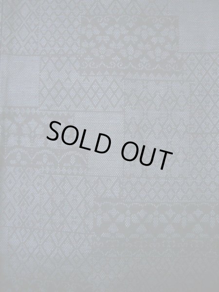 Photo8: Mint I1130X Used Japanese  Smoky Blue TSUMUGI pongee / Silk. Geometrical pattern  (Grade A) (8)