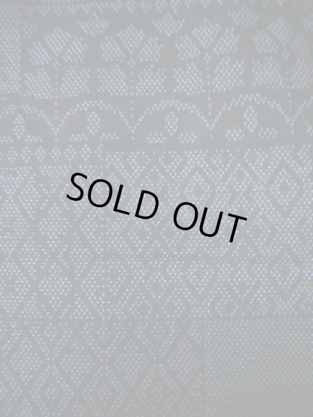 Photo10: Mint I1130X Used Japanese  Smoky Blue TSUMUGI pongee / Silk. Geometrical pattern  (Grade A) (10)