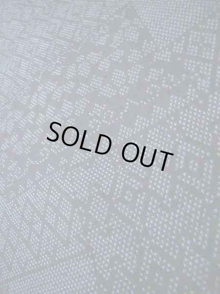 Photo12: Mint I1130X Used Japanese  Smoky Blue TSUMUGI pongee / Silk. Geometrical pattern  (Grade A) (12)