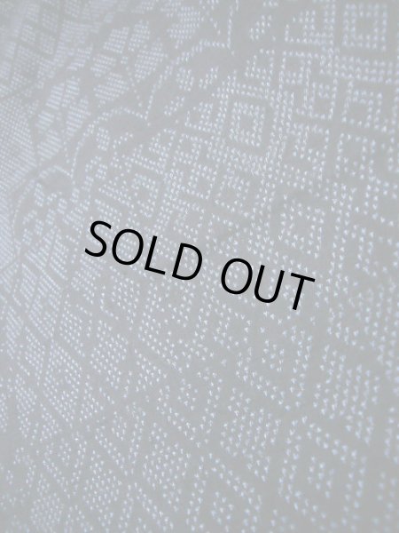 Photo13: Mint I1130X Used Japanese  Smoky Blue TSUMUGI pongee / Silk. Geometrical pattern  (Grade A) (13)