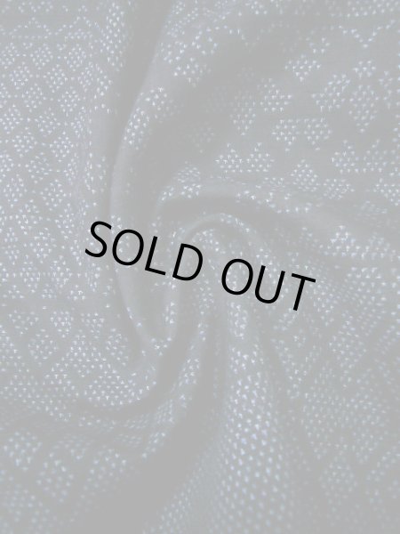 Photo15: Mint I1130X Used Japanese  Smoky Blue TSUMUGI pongee / Silk. Geometrical pattern  (Grade A) (15)