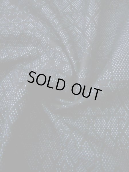 Photo16: Mint I1130X Used Japanese  Smoky Blue TSUMUGI pongee / Silk. Geometrical pattern  (Grade A) (16)