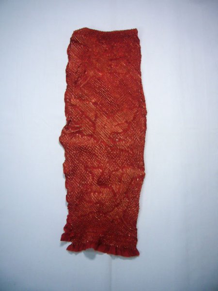 Photo1: J0203XO Used Japanese   Red OBI-AGE covering sash    (Grade B) (1)