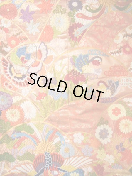 Photo6: J0219B Used Japanese Creamy Light Vermilion UCHIKAKE Wedding by Silk. Phoenix  (Grade A) (6)